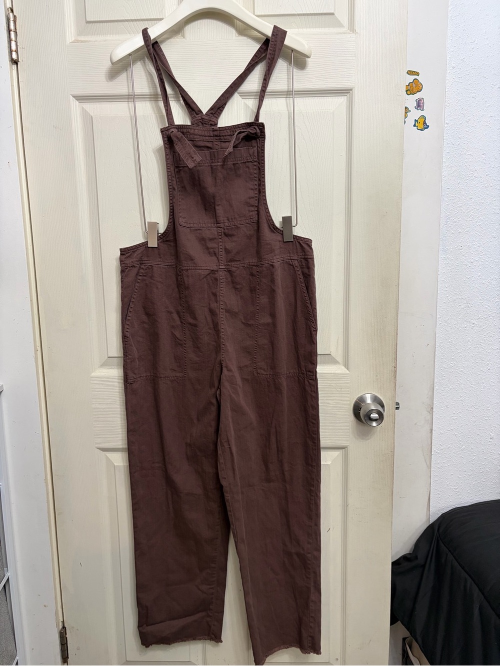 aerie Brown Cotton Overalls with Cross-Back Straps size small - Picture 4 of 7
